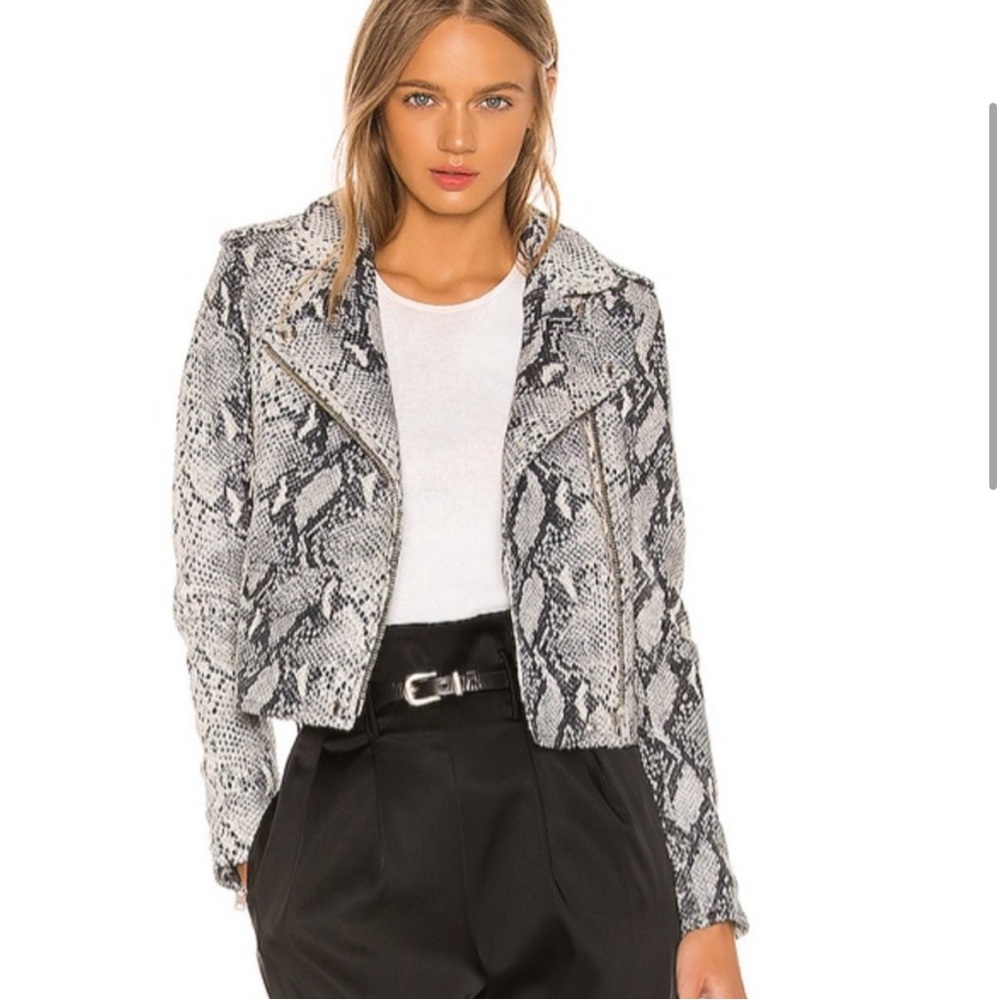 Iro Snake Python Print Ashville Lamb Leather Jack… - image 1